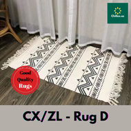 Cotton Linen Small Carpet Rug Washable Decorative Living or Bed Room Floor Mat Hand Woven Tassel Tri