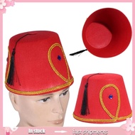 YOIOI Elegant Fez Hat Turkish Hat Stylish Moroccan Headwear with Decorative Detail Festive Fez Hat M