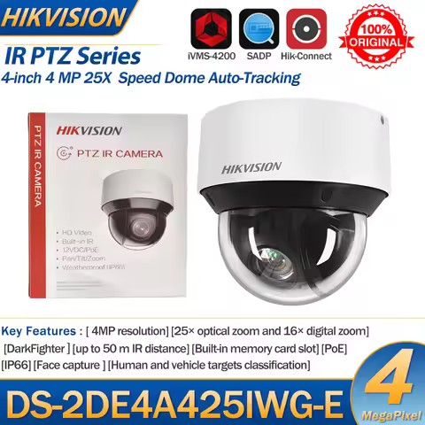 Hikvision 4MP PTZ IP Camera DS-2DE4A425IWG-E 4-inch PoE 50M IR 25X Optical Zoom 4.8-120MM Smart Auto