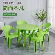 Outdoor Plastic Round Table and Chairs for Dining, Beach BBQ, Night Market, Food Stall, Square Table