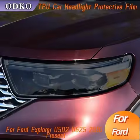 For Ford Explorer U502 U625 2016-Present Car Headlight Protection Tint Film Smoke Black Transparent 