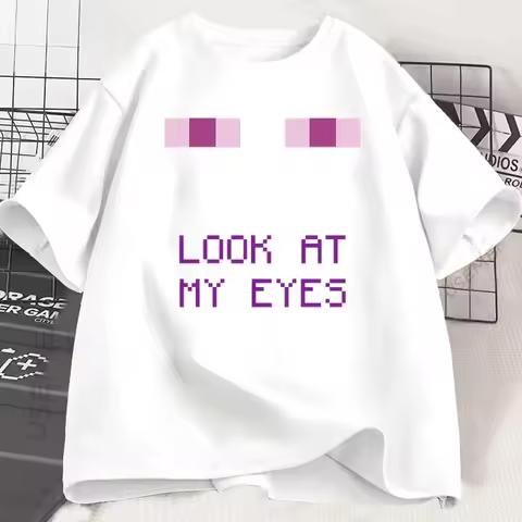 Enderman Eyes Game T-shirts Funny Design Women Short Sleeve T Shirt Casual Round Neck Loose Graphic 
