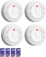 Smoke Detector ‎ Lecoolife ‎ 9V Battery Operated Smoke Alarm with LED Indicator Silence Button Batte