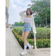 Lomon WHITE CROPTOP TUBE SHIRT