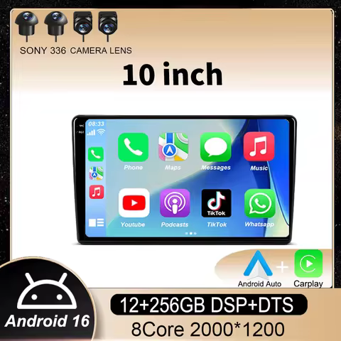 10" Android 16 DTS 2000x1200 QLED Screen All In One Universal Auto Stereo GPS For Volkswagen Nissan 