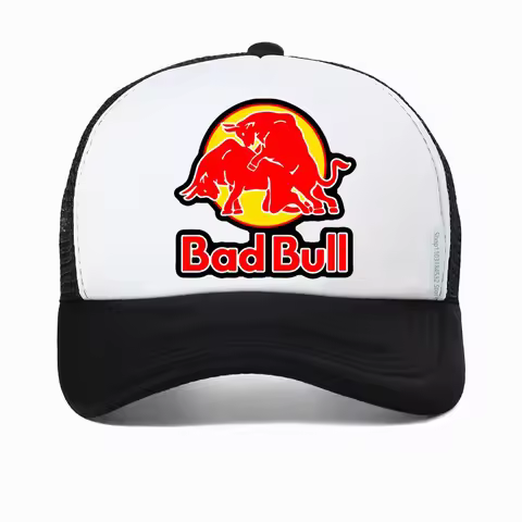 Men's Bad Bull Baseball Cap Red Joke Energy Drink Graphic hat Unisex Outdoor Mesh breathable hats