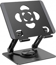 360° Rotating Tablet Stand, Adjustable Aluminum iPad Stand Holder for Desk, Foldable Swivel Dock Com