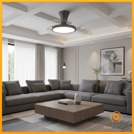 AMEI 36 Inches Tri Color LED Light Ceiling fan With Remote Control Retractable Blades