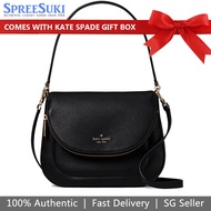 Kate Spade Handbag In Gift Box Crossbody Bag Leila Medium Flap Shoulder Bag Black # WKR00330