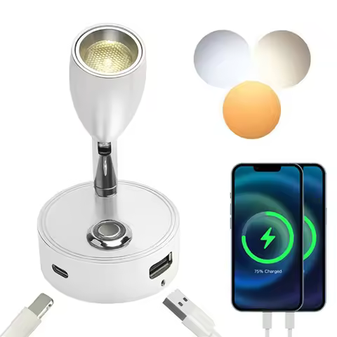 Dual USB Charging Ports 12V LED Reading Light RV Touch Dimmable Reading Lamp 3 Color USB C Charger 2