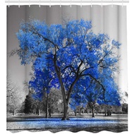 LUKUY Shower Curtains Blue Tree Polyester Fabric Bathroom Curtain Waterproof Shower Curtains Bathroo