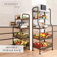 HOMMBAY Kitchen Trolley Rack / Multipurpose Movable Metal Storage Rack Kitchen Storage Rack 4 Tier Kitchen Shelf