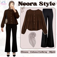 One Set for Modern Hangout Women (Blouse, Cutbray Pants, Bella Square) AS5N Trendy Teenage Outfit