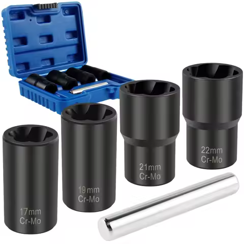 5Pcs Damaged Nut Extractor Set Durable Broken Bolt and Nut Remover 17/19/21/22mm Screw Extractor Soc