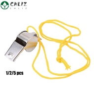 CHLIZ 1/2/5pcs Metal Whistle High quality Referee Sport Rugby With Black/Yellow Rope Stainless Steel Whistles