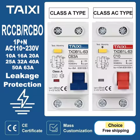 RCD MCB RCCB Type A / AC RCBO DPNL Residual Current Circuit Breaker Short Current Leakage Protection