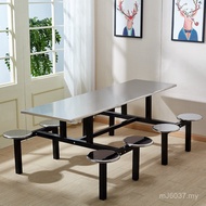 Table Chair 8 Stainless Steel Staff School Dining Table Chair 4 Conjoined Person Dining Center Fast 