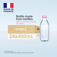 Evian Natural Mineral Water 100% Recycled PET Label-Free Bottle 24 x 400ml - Case