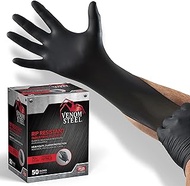 Medline VEN6045R Venom Steel Premium Industrial Black Nitrile Gloves (Pack of 50) (VEN6045N)