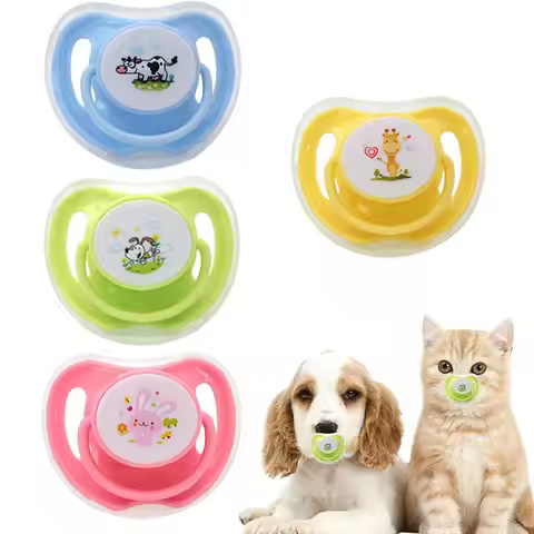 Pacifiers For Cats Kitten Puppy Suckling Soother 4 Pieces Silicone Animals Teething Supplies With Du