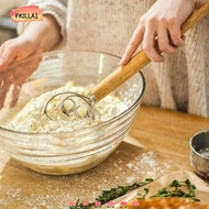 FKILLAONE 13" Oak Handle High Quality Stainless Steel Egg Beater Flour Coil Mixer Flour Beater Flour
