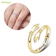 Winu Hug Open Promise Ring Antique Vintage Finger Band-Ring Adjustable Embrace Ring