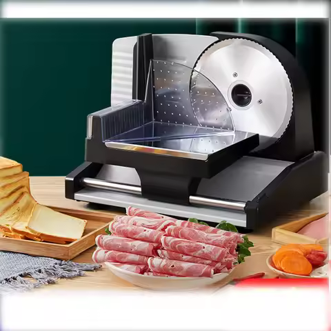220V Electric Food Slicer Meat Food Household Desktop Meat Slicer Lamb and Beef Slicers 0-22mm Bread