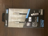 全新XPOWER ZCC USB-C 充電線 1米 60W