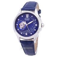 [CreationWatches] Orient Automatic Open Heart Dimond Accents Women's Blue Leather Strap Watch RA-AG0018L10B