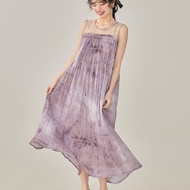 淡紫霧色 復古風 紫色 無袖連衣裙 清冷風裙子