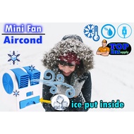 (HF 1)Portable Mini USB Air Cooler Bladeless Purifier PerfumeFan Double Blow Wind Fan Air Conditioner Aircond Kipas Mini