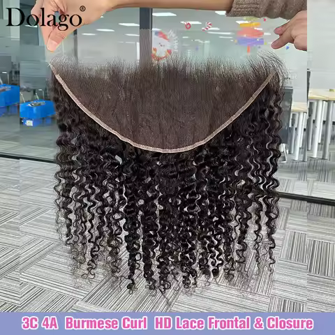 13x6 HD Lace Frontal Closure 3C 4A Burmese Curly Human Hair 2x6 4x4 5x5 6x6 Lace Closure Frontal Lac