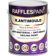 RAFFLES PAINT R.Antimould White 5 Litre (Paint & Primer 2in1 Odourless Anti-mould Ceiling White)