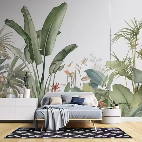 Milofi tropical wallpaper murals featuring lush and colorful plants