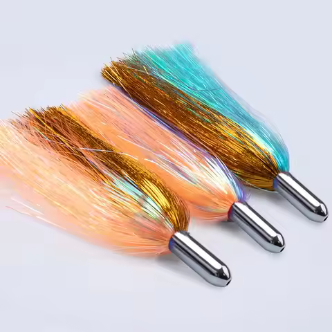 15cm/22g Big Game Lures Metal Trolling Lure Hair Bait DIY Jet Head Tuna Lure Marlin Bait Deep Sea Tr