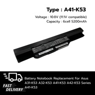 (ส่งฟรี ประกัน 1 ปี) แบตเตอรี่ โน๊ตบุ๊ค Compatible with ASUS A31-K53 A32-K53 A41-K53 A42-K53 A43 A53