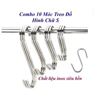 Combo 10 Móc treo đồ hình chữ S chịu lực Chất liệu inox không gỉ Siêu cứng Chịu lực Chắc chắn Nhiều