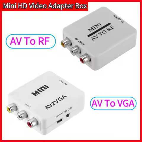 Portable AV To RF Mini HD Video Converter Adapter Box RF Amplifier TV Switcher AV RCA CVBS to VGA Vi