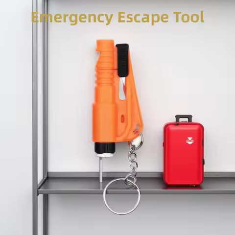 Safety Hammer with Rescue Whistle, Car Escape Tool,2-in-1 Window Breaker Seatbelt Cutter, Compact Em