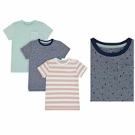 MC Mothercare Boys 3pcs T-Shirts Striped Printed Pocket Mint Navy White Original Kids T-Shirt with T