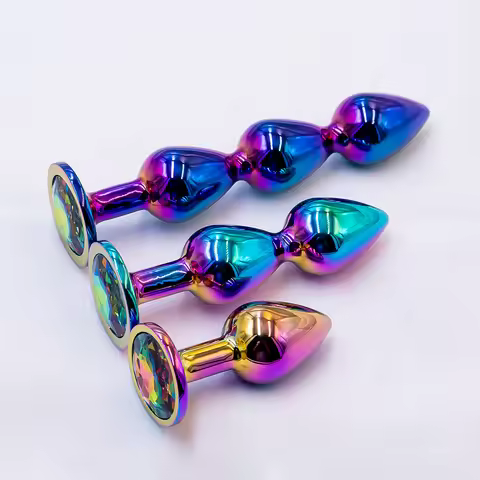 1pcs, Metal anal plug, Gem base butt plug, anal massage dilatancy toys, Adult masturbation sexual we