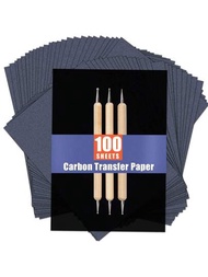 100張碳粉紙、碳轉印紙和3支浮雕筆，適用於木材、紙張、畫布和其他手工藝品DIY