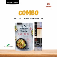 PASSAGE FOODS Pad Thai Sauce with Hakubaku Organic Noodles Combo (Somen, Udon)