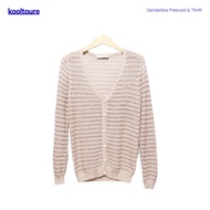 Giordano Beige Striped Long Sleeve Cardigan [PRELOVED]
