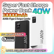 SG READY STOCK 30000mAh Powerbank 40W Super Fast Charger Power bank LED Digital Display Portable Charging Slim Battery