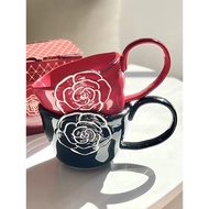Camellia mug embossed ceramic office water mug Breakfast milk mug Office coffee cup