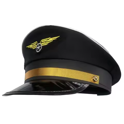 Costume Prop Pilot Hat Airline Theme Navy Marine Air Force Cap Fancy Dress Men Uniforms Uniform Pilo