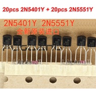 40pcs Original (20pcs 2N5401Y + 20pcs 2N5551Y ) 2N5551YTA 2N5401YTA TO-92 NPN PNP Transistor New