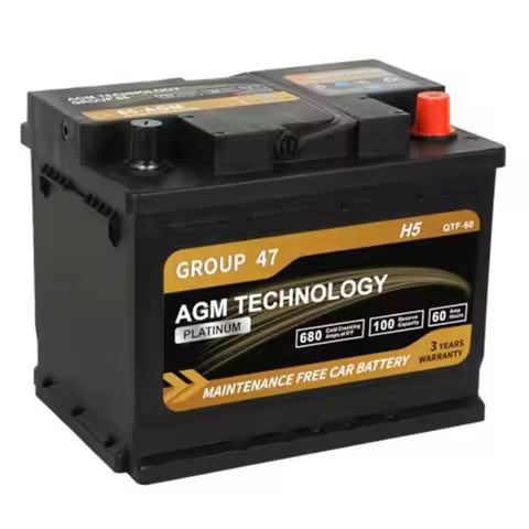 Platinum AGM Car Battery Group Size 47 H5 12V 60Ah 680 CCA 100 RC Rechargeable Start-Stop Automotive