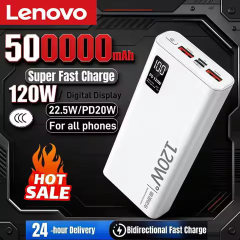 Lenovo CCC Certification 50000mAh Power Bank 120W Fast Charging High Capacity Power Bank Portable Ex